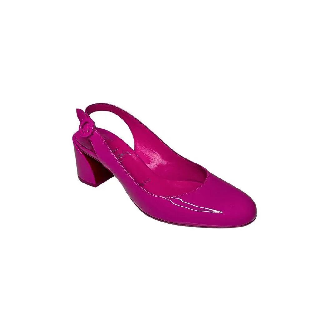Christian Louboutin So Jane Slingback Pumps EU 37 Pink Patent Heels
